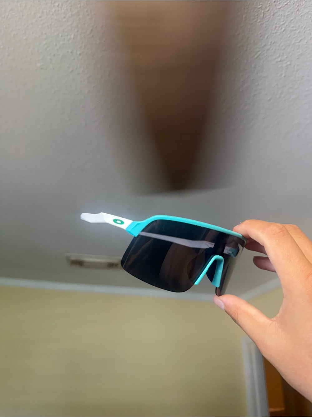 Oakley Turquoise and White Shield Sunglasses for Men